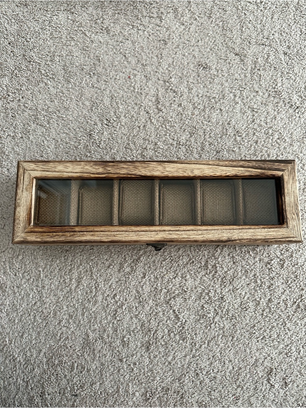 Wooden Glass-Top Jewelry Organizer - Distressed Light Brown